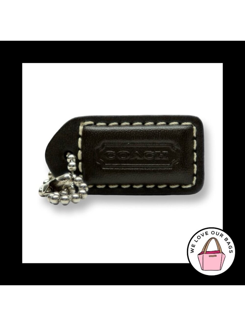 COACH Y2K VINTAGE Hang Tag 1.5" Mahogany Brown Leather Bag Charm Keychain Fob